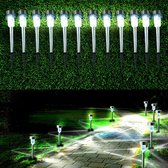 Solar tuinverlichting, LED zonnelamp van roestvrij staal, 12 stuks waterdichte buitenverlichting energiebesparende padverlichting ideaal voor buiten, terras, gazon, tuin, achtertuin en paden