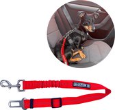 Autogordel voor honden - rood - voor optimale veiligheid onderweg voor hond en baasje - schok absorberend - hondengordel - voor alle honden - bestand tegen grote krachten - geschikt voor bijna alle auto's