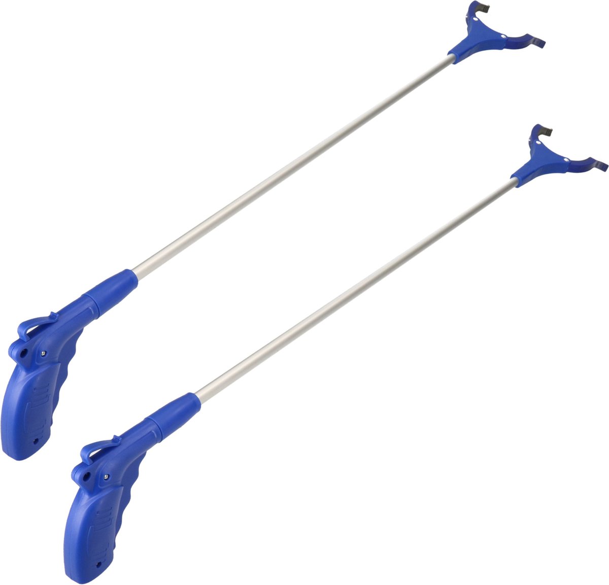 Goedkoopste 2x Aluminium zwerfvuilgrijper met anti-slip grijpvingers 100 cm - Afvalgrijper / Vuilgrijper