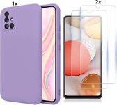 Hoesje Geschikt Voor Samsung Galaxy A32 5G Hoesje Soft Nano Silicone Backcover Gel Lavendel Paars Met 2x Glazen Screenprotector