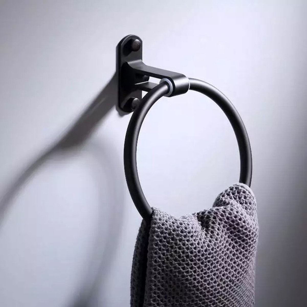 Handdoekring Zwart - Handdoekrek Zwart - Eenvoudig Te Monteren - Handdoekhouder - Handdoekhaak