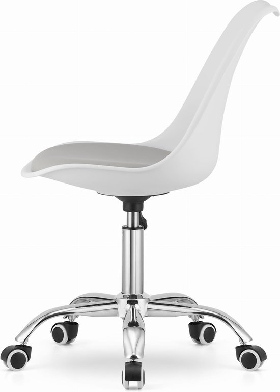 ALBA - Bureaustoel - draaistoel - met wieltjes - wit en grijs