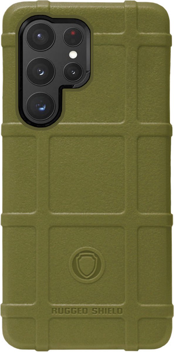 RUGGED SHIELD Rubber Bumper Case Hoesje Geschikt voor Samsung Galaxy S22 Ultra - Groen