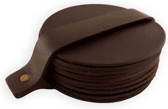 Sous-verres en cuir - Rond - 10 pièces - Sous-verres bruns - Sous-verres en cuir - Sous-verres ronds - Sous-verres pour verres