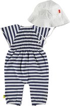 BESS - ensemble vestimentaire - 2 pièces - combishort - rayé bleu blanc - chapeau de soleil - Taille 62