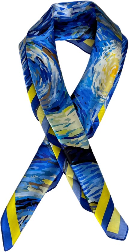 3BMT 100% Zijden sjaal - Van Gogh - Sterrennacht - in Geschenkdoos