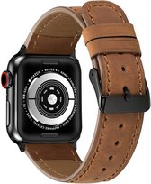 Geschikt voor Apple Watch bandje 42 / 44 / 45 / 49 mm - Series 1 2 3 4 5 6 7 8 SE Ultra - Smartwatch iWatch horloge band - 42mm 44mm 45mm 49mm - Fungus - Leer - Bruin - Mat