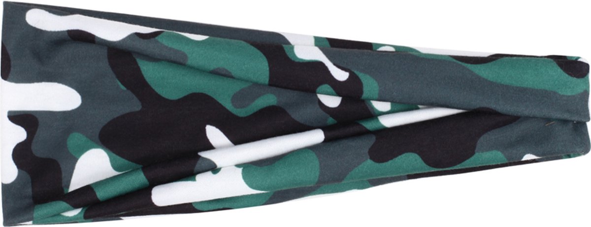 MJ Sports Premium Camo Haarband Camouflage Green - Camo Sporthaarband voor Dames en Heren - Hoofdband Sport - Fitness - Hardlopen - Bandana