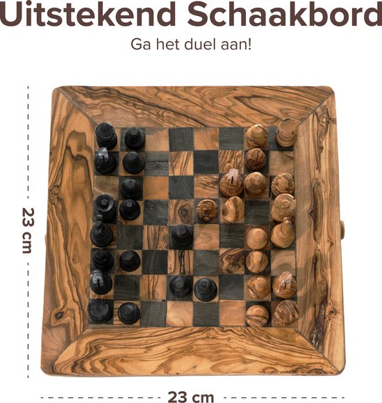 Thumbnail van een extra afbeelding van het spel Schaakbord Klein – Schaakspel – Spellen – Spellen voor Volwassenen – Bordspellen – 100% Natuurlijk Olijfhout