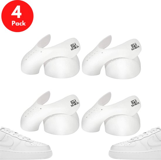 M-AIGA - 4 Pack -  Anti crease - Wit - (S) (Maat 35 t/m 39) - Crease Protector - Anti Kreuk - Sneaker Bescherming - Sneaker Shield - Shoeshield - Anti Rimpel - Schoen Bescherming - SchoenSchild - Sneakershields - Anti kreuk sneaker - Force Shield