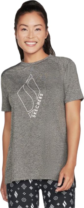 Skechers Diamond Blissful Tee W1TS327-BLK, Femme, Grijs, T-shirt, Taille: S