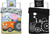 KD® - Peppa Pig, Traktor - Dekbedovertrek - Eenpersoons - Glow in The Dark - 140 x 200 cm - Katoen