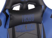 Clp TURBO - Chaise de bureau - avec repose-pieds - cuir artificiel - noir / bleu