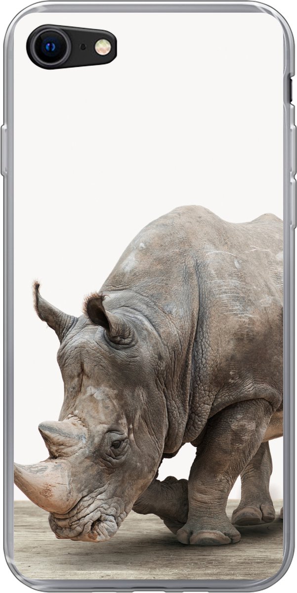 Telefoonhoesje Geschikt voor iPhone 7 hoesje - Neushoorn - Jongens - Wilde dieren - Kinderen - Meisjes - Dieren - Siliconen Telefoonhoesje Telefoonhoesje