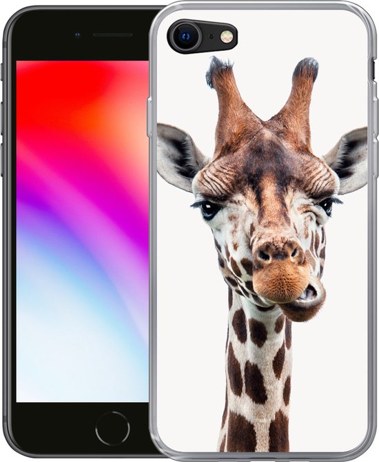 Coque iPhone 7 - Chambre de Chambre de bébé - Girafe - Tête - Portrait - Gros plan - Chambre de bébé - Chambre à coucher - Coque de téléphone en Siliconen -