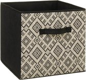 Opbergmand/kastmand 29 liter zwart/creme polyester 31 x 31 x 31 cm - Opbergboxen - Vakkenkast manden