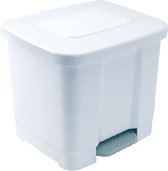Dubbele/2-vaks afvalemmer/vuilnisemmer/pedaalemmer 35 liter met deksel en pedaal - Wit- vuilnisbakken/prullenbakken