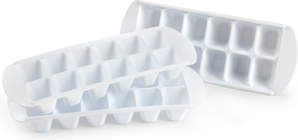 Plasticforte ijsblokjesvorm - 3x stuks - wit - 29 x 11 cm - ijsklontjes maken - mal