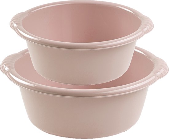 Advantage set bols ronds multifonctions en plastique taupe en 2 tailles - capacité 6 et 10 litres