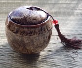 Mini Urn keramiek wit&bruin 130ml