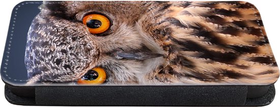 Étui pour iPhone XR Bookcase - Un gros plan d'un hibou marron - Avec poches - Étui portefeuille avec fermeture magnétique