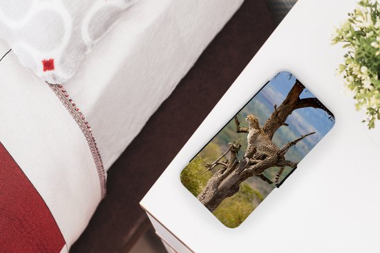 Bookcase pour téléphone iPhone SE 2020 Bookcase - Léopard - Arbre - Animal - Avec poches - Étui portefeuille avec fermeture magnétique