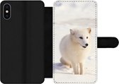 Bookcase Geschikt voor iPhone XS Max telefoonhoesje - Vos - Sneeuw - Wit - Met vakjes - Wallet case met magneetsluiting