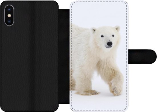 Étui pour iPhone X Bookcase - Ours polaire - Neige - Wit - Avec compartiments - Étui portefeuille avec fermeture magnétique