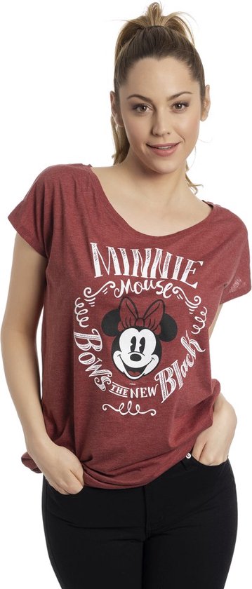 Mickey Mouse Minni Maus - Bows Dames T-shirt - gemêleerd rood - XXL