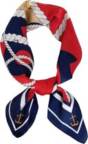 Youhomy Stijlvol Dames sjaal |Elegant Satijn- Rood-Blauw print - donkerblauw print | 70x70 CM neksjaaltje | Zijde zachte Sjaaltje | Hoofdsjaal voor vrouwen | Stewardess Sjaaltje Or