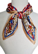 Youhomy Stijlvol Dames sjaal 70X70 CM|Elegant Satijn- Fashion Design- Kreukelherstellend-Beige- Rood print| neksjaaltje | Zijde zachte Sjaaltje | Hoofdsjaal voor vrouwen | Stewarde