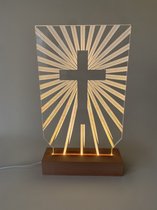 Casibus - Led lamp religie - stralend kruis - onze vader - 26cm