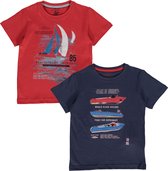 Blue Seven - 2pack - T-shirts - rood - blauw - met print - Maat 110