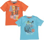 Blue Seven - 2pack - T-shirts - lichtblauw - oranje - met print - Maat 128