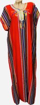 Kaftan/jurk lang gestreept met borduursel XL rood