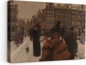 Artaza Canvas Schilderij De Singelbrug bij de Paleisstraat in Amsterdam - George Hendrik Breitner - 60x40 - Poster Foto op Canvas - Canvas Print