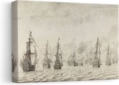 Artaza Toile Peinture La Bataille Navale contre les Espagnols à Dunkerque - Willem van de Velde - 30x20 - Klein - Art - Impression sur Toile