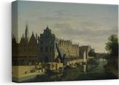 Artaza Canvas Schilderij De Waag en de Kraan aan het Spaarne te Haarlem - Gerrit Adriaensz Berckheyde - 30x20 - Klein - Kunst - Canvas Print