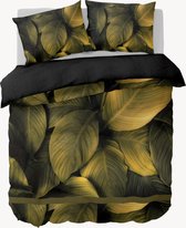 Y-NOT - Vivid Jungle Golden Leaves - Dekbedovertrek - Katoensatijn - Eenpersoons - 140x200/220 cm - Geel