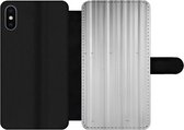 Bookcase Geschikt voor iPhone XS Max telefoonhoesje - Golfplaten - Metaal - Grijs - Met vakjes - Wallet case met magneetsluiting