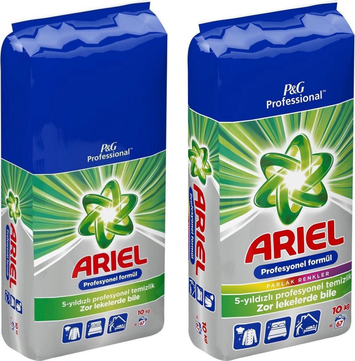 Ariel waspoeder Combi Voordeelverpakking 2x67 Wasbeurten 2x10 Kg