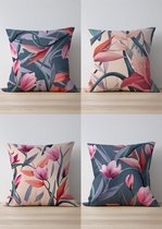 Piece of Trend - Set van 4 - Sierkussen -Inclusief binnenkussen- 4 stuks - dubbelzijdig design - Trendy kleuren - 43 x 43  MELON
