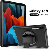 DrPhone IM1 - 360° Beschermende Galaxy Tab S7+ 12.4 2020  SM-T970 Cover + Volledige Valbestendige Case + Screenprotector – Zwart