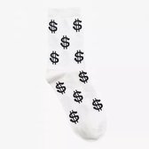 Grappige Sokken Geld - Wit - Dollar - One size - Cadeau Mannen - Huissokken - Housewarming - Verjaardag - man