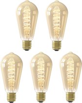 5 stuks Calex LED Rustieklamp ST64 E27 3.8W 2100K Goud Dimbaar