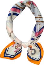 Luxe Dames Neksjaal Oranje -Sjaaltje met oranje, blauw rand - Zijde zachte Sjaaltje- Hoofdsjaal- Cadeau voor vrouwen , dames- Stewardess Sjaaltje oranje| Koningsdag sjaal