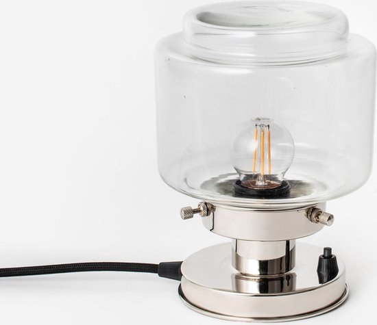 Art Deco Trade - Tafellamp Getrapte Cilinder Small Helder 20's Nikkel