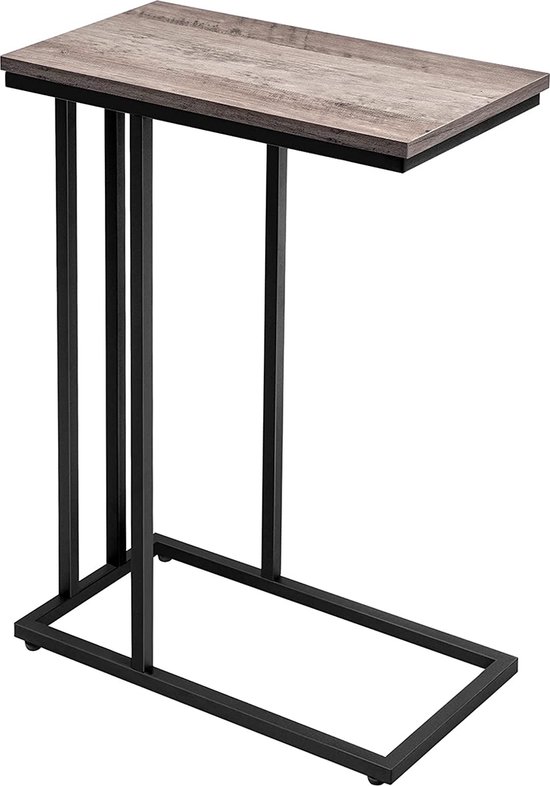 YMYNY Set van 2 bijzettafels, nachtkastje met planken, telefoontafel, industriële stijl, verstelbaar net, woonkamer, slaapkamer, entree, kantoor, rustiek bruin en zwart - BH005H-2