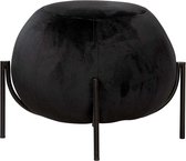 Poef -  Hocker - stof - velvet - op poten - halbankje - zwart - hoogte 40 cm - diameter 59 cm