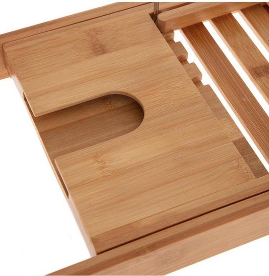 Bamboe badplank uitschuifbaar - 70 tot 105 cm - Met boekenhouder - Made4Home